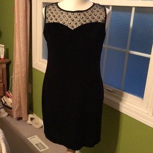 LAURA Black mesh and velour dress with sparkle!